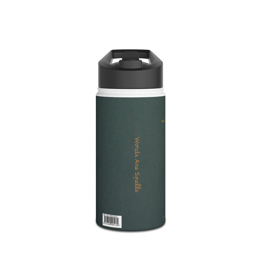 "Words Are Spells Book" Stainless Steel Water Bottle, Standard Lid