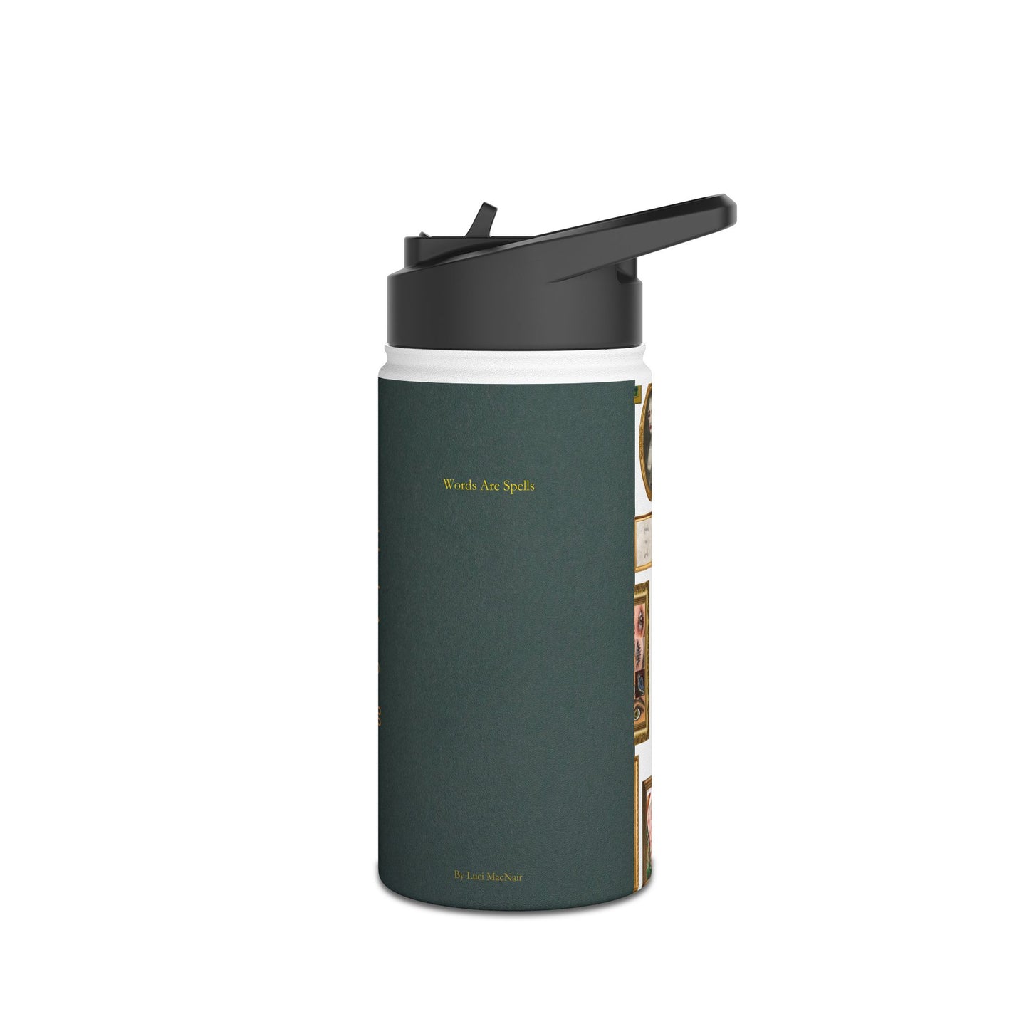 "Words Are Spells Book" Stainless Steel Water Bottle, Standard Lid